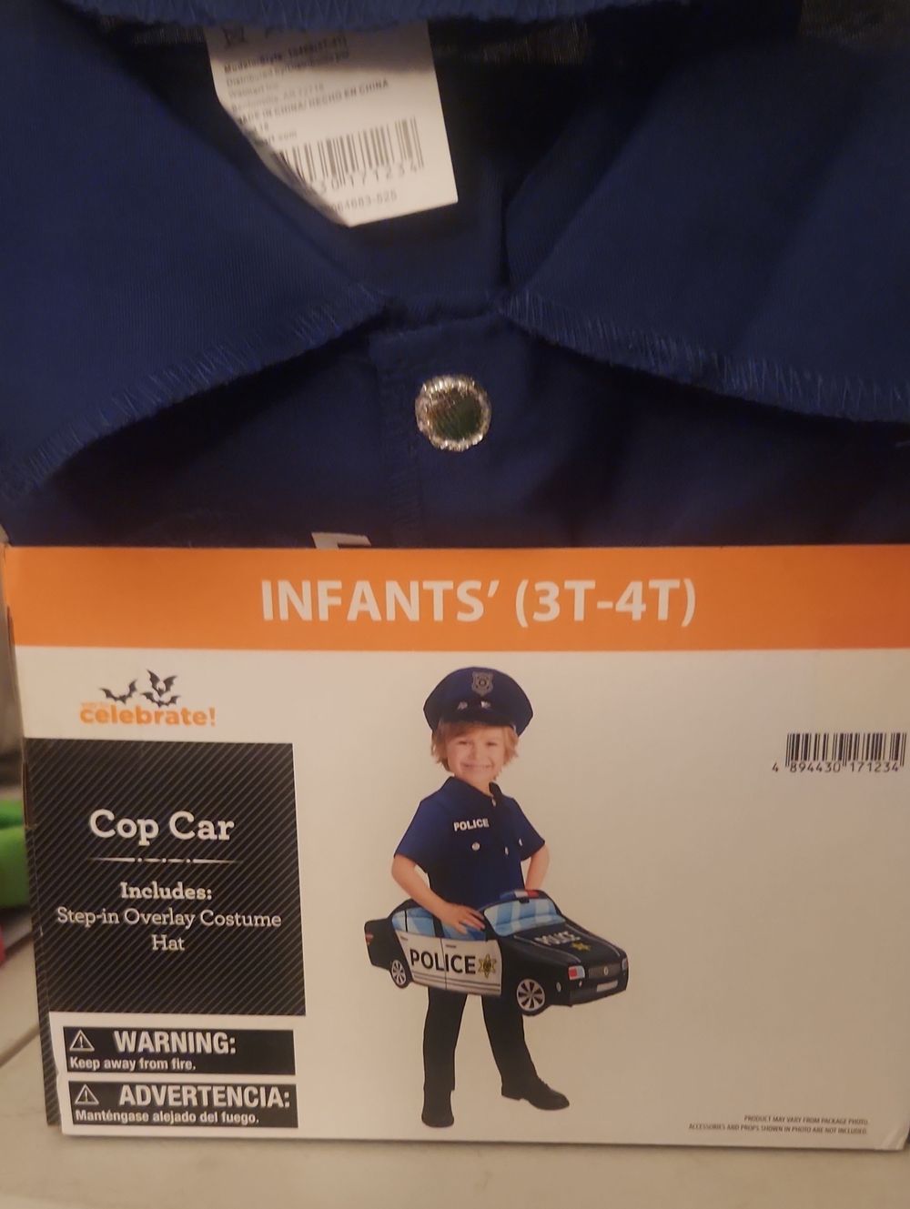 Celebrate It Kids Cop Car Costume - Blue, Black